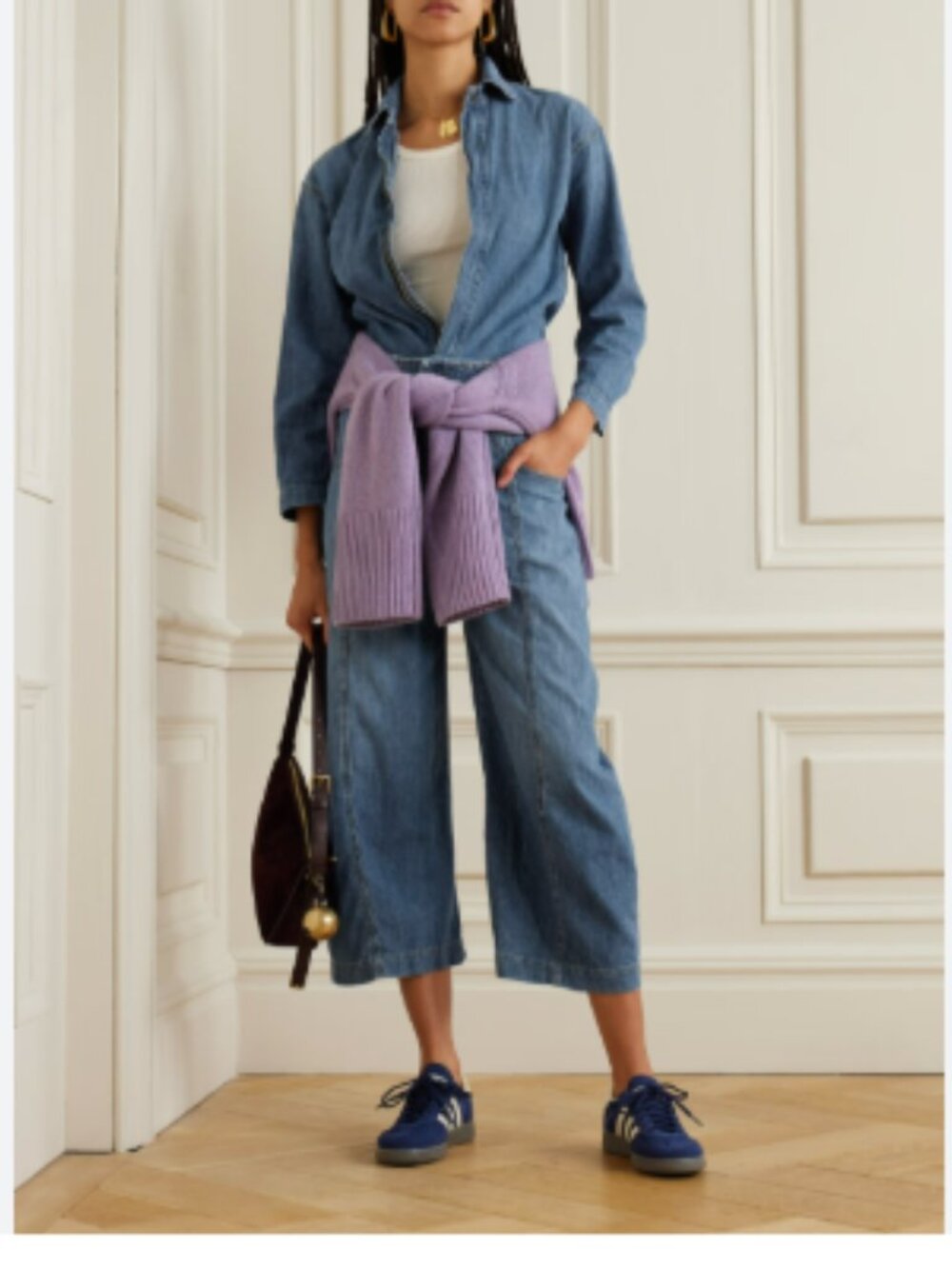 New Rivet Utility New Yorker Cropped Frayed Denim Jumpsuit Sz XL